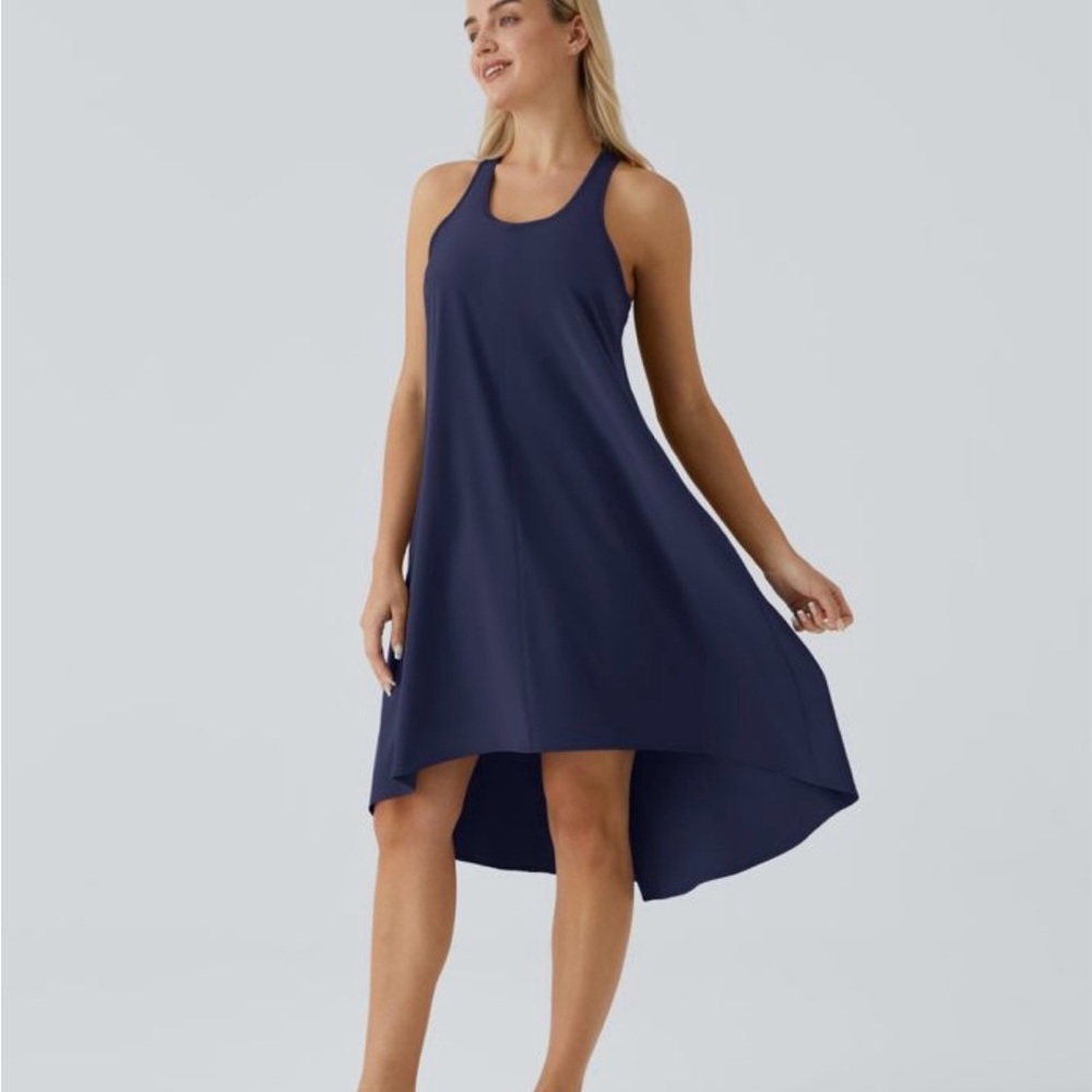 Elegant Navy Blue Sleeveless Dress